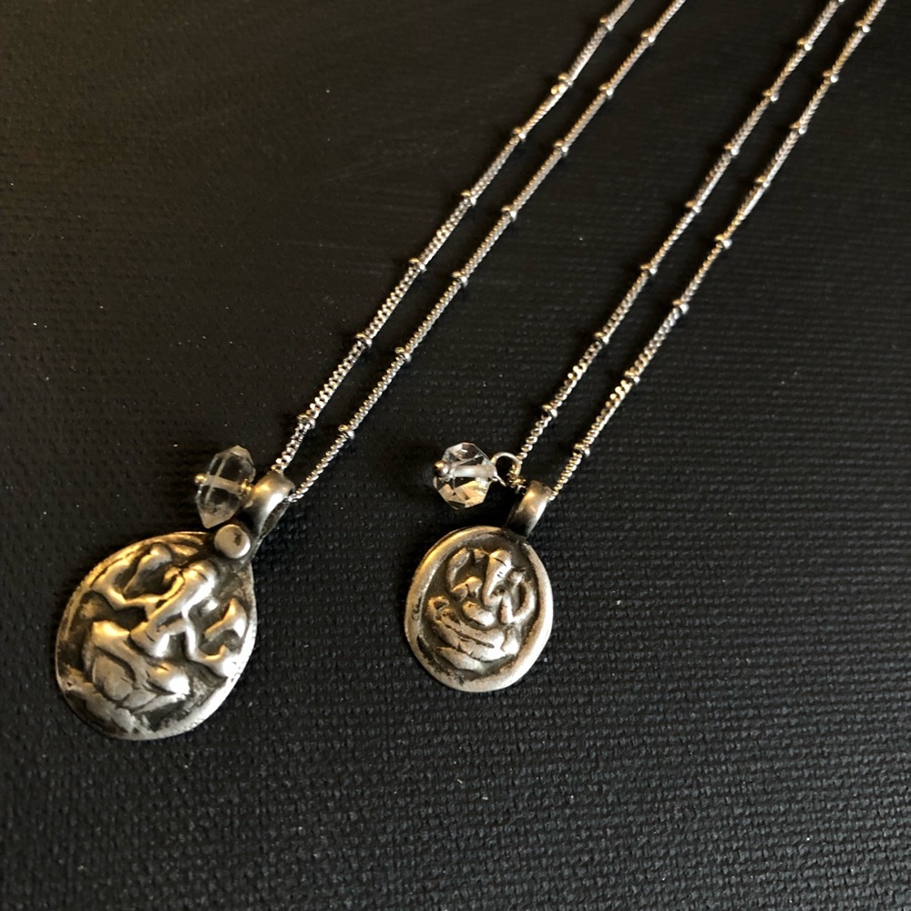 Antique Ganesha yoga silver charm necklace